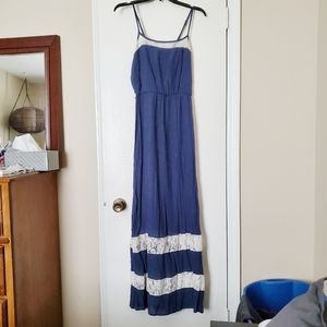Charlotte Russe Blue Lace Detail Maxi Dress, S